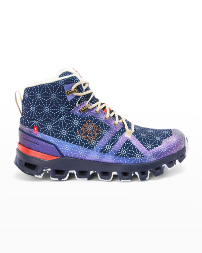 Shop Loewe Cloudrock Jacquard Lace-up Hiking Sneakers In Space Blue