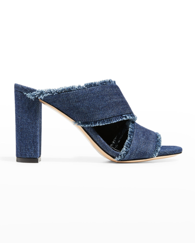 Shop Marion Parke Cecilia 85mm Block-heel Sandals In Blue Denim
