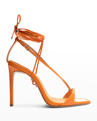 Shop Schutz Vikki Strappy Thong Sandals In Bright Tangerine