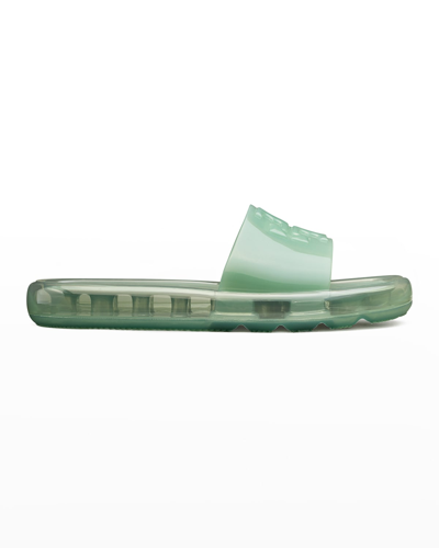 Shop Tory Burch Clear Bubble Jelly Flat Sandals In Sea Wind