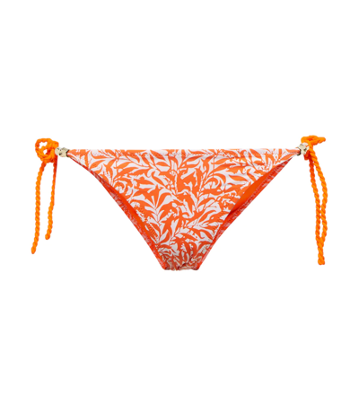 Shop Heidi Klein St Tropez Reversible Bikini Bottoms In Orange Leaf Print