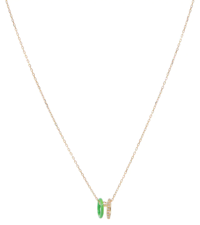 Shop Persée 18kt Gold Necklace With Diamonds And Enamel