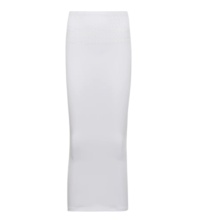 Shop Alaïa Cutout Technical Midi Skirt In White