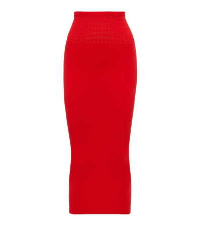 Shop Alaïa Cutout Technical Midi Skirt In Ecarlate