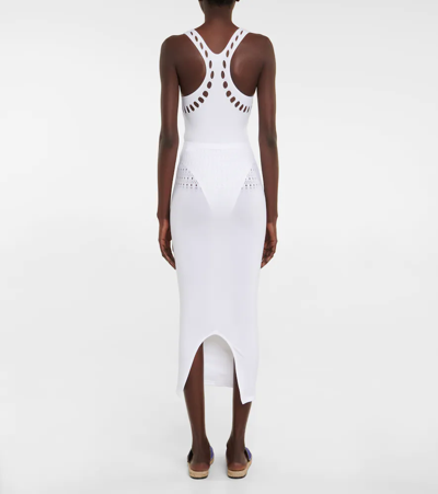 Shop Alaïa Cutout Technical Midi Skirt In White