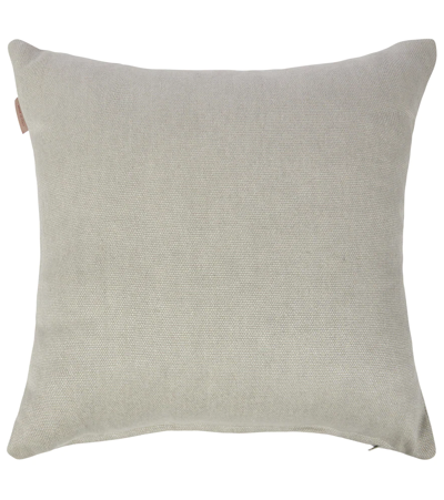 Shop Etro Pegaso Embroidered Cotton Cushion In Beige