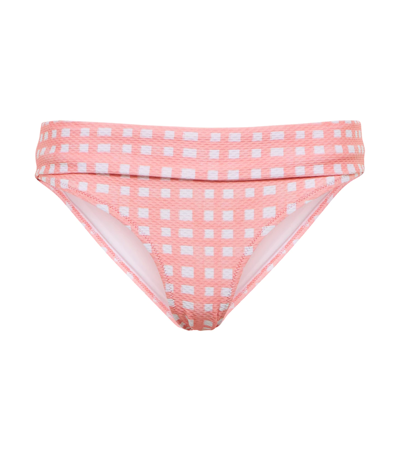 Shop Heidi Klein Capri Checked Bikini Bottoms In Pink