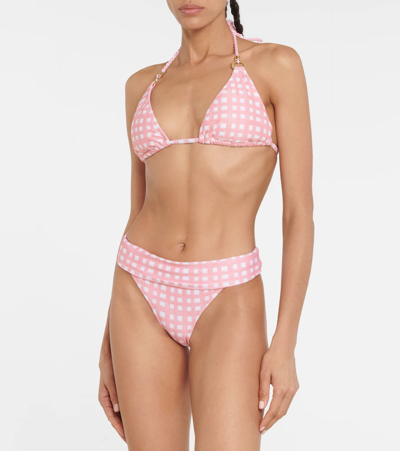 Shop Heidi Klein Capri Checked Bikini Bottoms In Pink