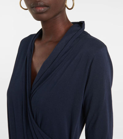 Velvet Meri Cotton Wrap Top In Midnight