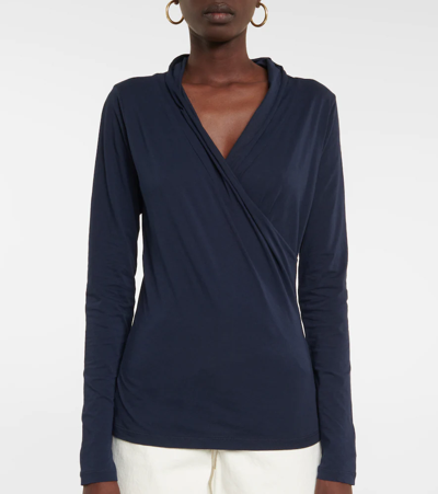 Velvet Meri Cotton Wrap Top In Midnight