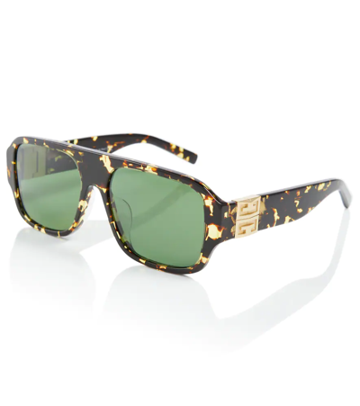 Shop Givenchy 4g Square Tortoiseshell Sunglasses In Coloured Havana / Green