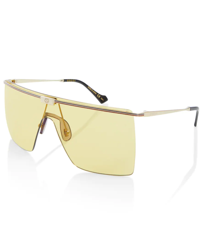 Shop Gucci Sylvie Flat-brow Sunglasses In Gold-gold-yellow