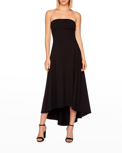 Shop Susana Monaco Strapless Long High-low Dress In Black