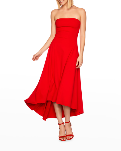 Shop Susana Monaco Strapless Long High-low Dress In Perfect Red