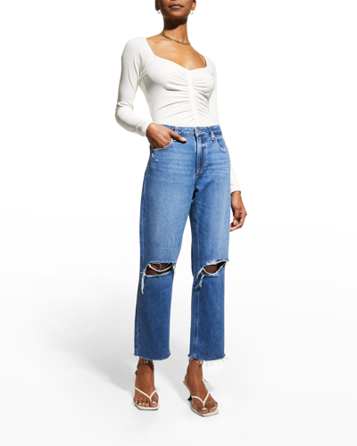 Shop Paige Noella Distressed Straight Jeans In Sledge Destructed