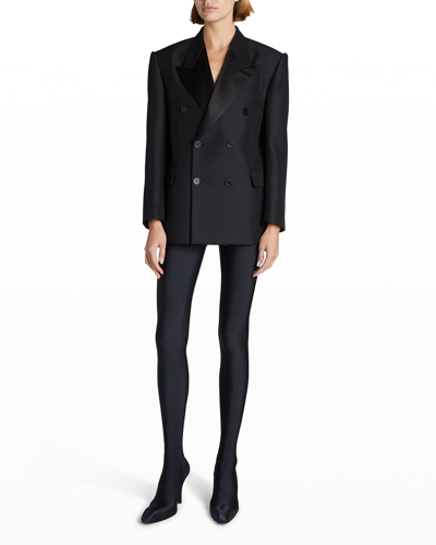 Shop Balenciaga Double-breasted Tuxedo Jacket In Black