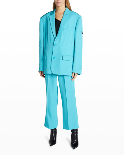 Shop Balenciaga Oversized Single-breasted Twill Blazer In Lagoon