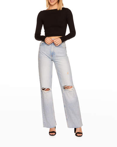 Susana Monaco Scoop Back Crop Top In Black