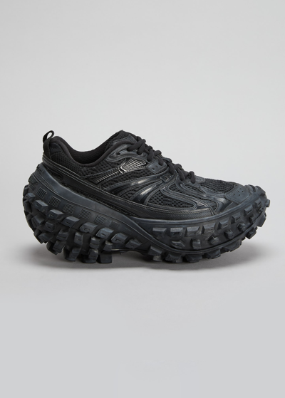 Shop Balenciaga Defender Exaggerated Runner Sneakers In 1000 Black