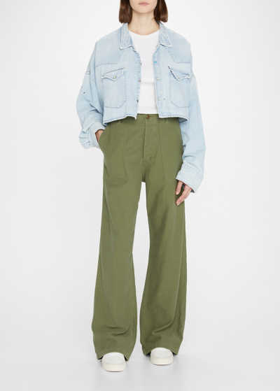 Shop R13 Wide-leg Utility Pant In Olive