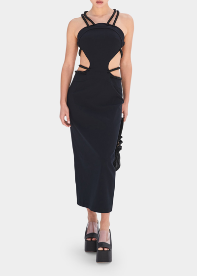 Shop Cult Gaia Belva Beaded Trim Cutout Gown In Black