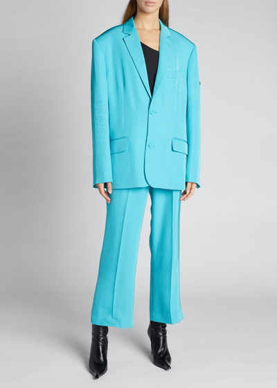 Balenciaga Single-breasted Creased Oversized Suit Jacket In Blue | ModeSens