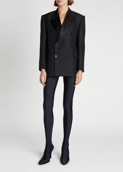 Shop Balenciaga Double-breasted Tuxedo Jacket In Black