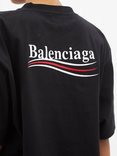 Balenciaga Campaign Logo-embroidered Cotton-jersey T-shirt In Black |  ModeSens