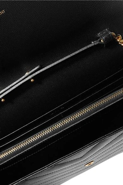 Shop Saint Laurent Monogramme Mini Quilted Textured-leather Shoulder Bag In Black