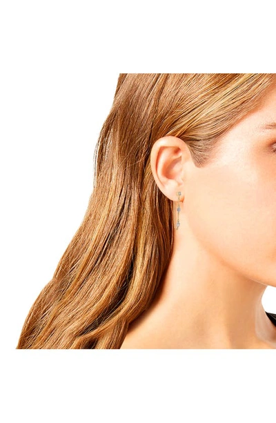 Allsaints Stone Chain Front Back Earrings In Twotone