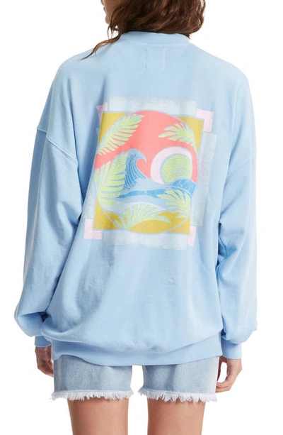 Shop Billabong Ride In Cotton Blend Graphic Sweatshirt In Blue Skies