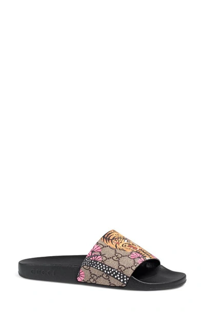Shop Gucci Pursuit Slide Sandal In Beige Multi