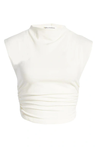 Shop Reformation Lindy Ruched Organic Cotton Crop Top In Ivory