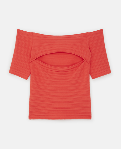 Shop Stella Mccartney Cut-out Knit Top In Coral Red