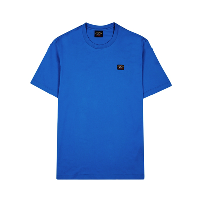 Shop Paul & Shark Blue Logo Cotton T-shirt In Bright Blue