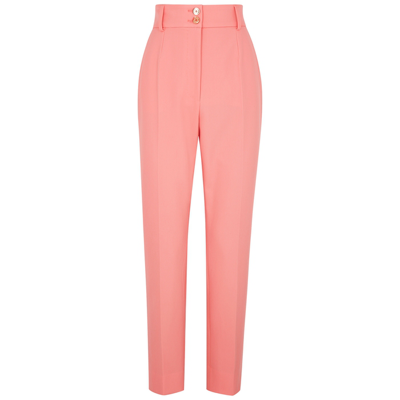 Shop Dolce & Gabbana Coral Slim-leg Twill Trousers In Light Pink