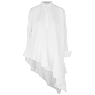 Shop Palmer Harding Palmer//harding Spicy White Aymmetric Stretch-cotton Shirt