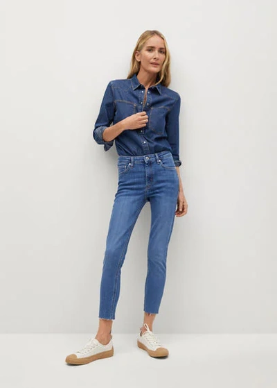 Mango Crop Skinny Isa Jeans Medium Blue | ModeSens