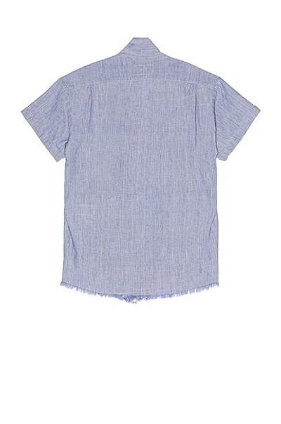 Shop Greg Lauren Chambray Short Sleeve Gl1 Studio Shirt In Blue