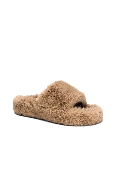Shop Stand Studio Leya Faux Fur Sandal In Taupe