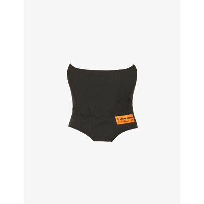 Shop Heron Preston Logo-patch Fitted Stretch-woven Top In Black No Color