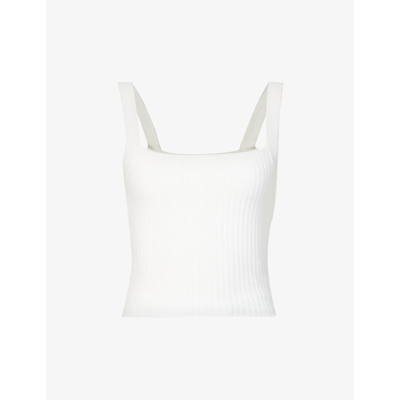Shop Good American 90s Square-neck Stretch-cotton Tank Top In Ivory001