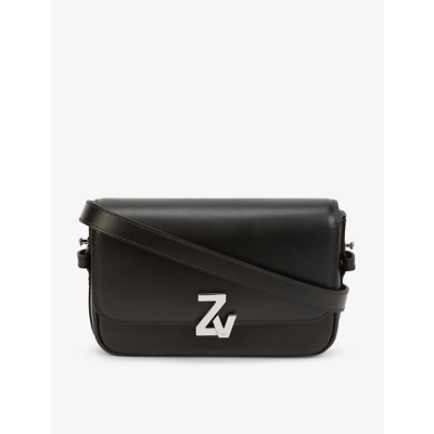 Shop Zadig & Voltaire Zv Initiale Leather Cross-body Bag In Noir Silver