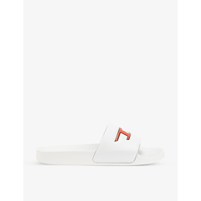 Shop Diesel Sa Mayemi D Logo-embossed Slides In White/red