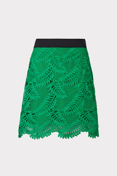 Shop Milly Tropical Palm Lace Mini Skirt In Leaf