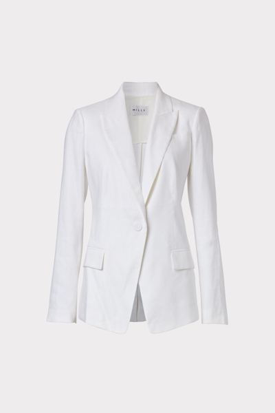 Shop Milly Avery Linen Blazer In White