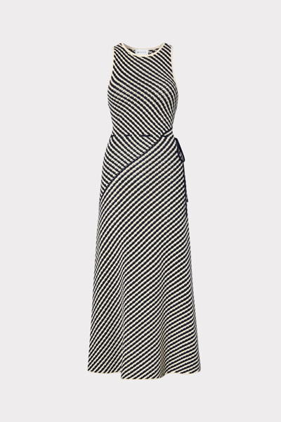 Shop Milly Diagonal Stripe Dress In Navy