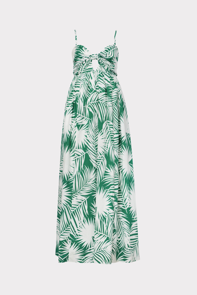 Shop Milly Noah Palm Print Poplin Dress In Leaf Multi