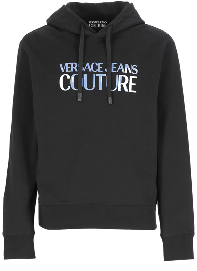 Shop Versace Jeans Couture Logo Hoodie In Black+holograp