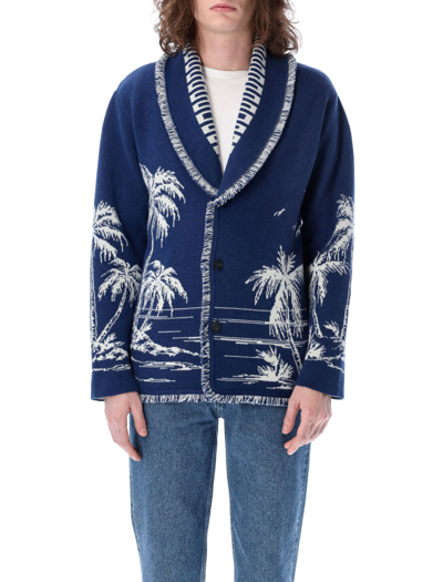Shop Alanui Sorrounded By The Ocean Cardigan In Naby Blue